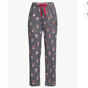 Joyspun Girl’s sz L grey dog print lightweight flannel straight leg pajama pants